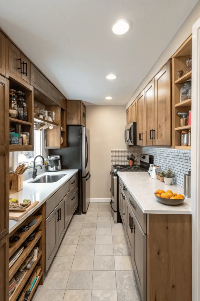 Kitchen with poor workflow layout, limited storage, and lack of ventilation, showing common remodeling mistakes to avoid.