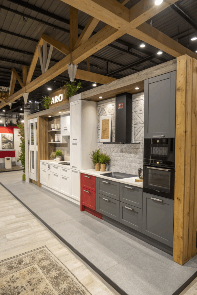 Modern, rustic, and contemporary kitchen themes displayed side by side.