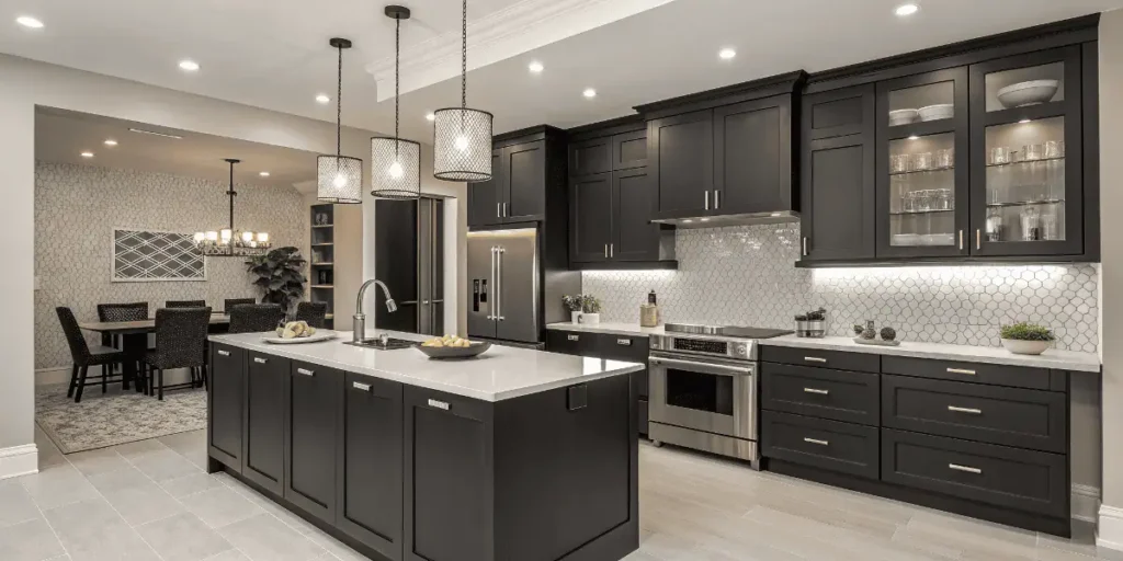 Modern kitchen with minimalist cabinets, open layout, and bright natural light.