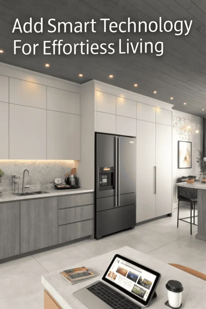 2026 smart kitchen remodel with Wi-Fi appliances, touchscreen refrigerator, voice-controlled lighting, and connected home devices for effortless living.